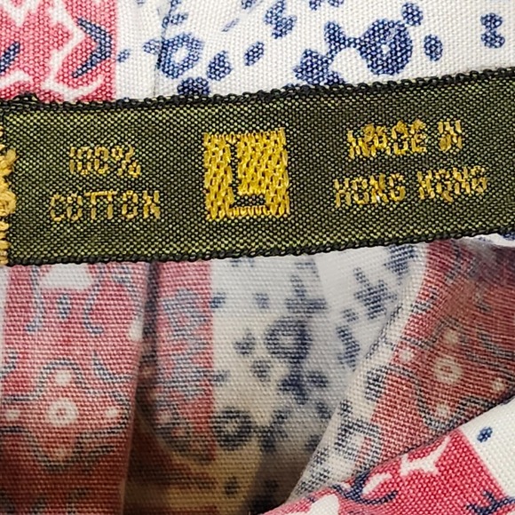 VTG Evergreen Shirtmakers Shirt Men L Red White‎ Blue Hipster Patriotic Paisley - Picture 3 of 12